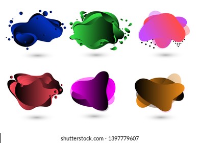 Geometric colorful abstract shapes set. Trendy minimal modern design isolated white background. Abstract liquid shape. Fluid design. Modern vector illustration