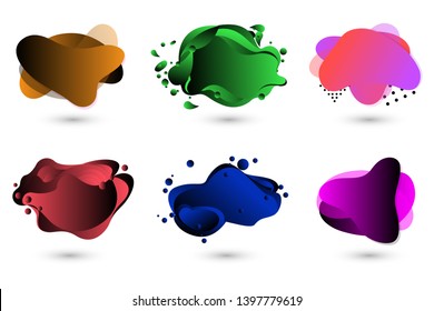 Geometric colorful abstract shapes set. Trendy minimal modern design isolated white background. Abstract liquid shape. Fluid design. Modern vector illustration