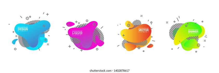 geometric colorful abstract shapes set badges background for banner web, app, poster. Trendy minimal modern design isolated white background. Abstract geometric shapes, lines patterns composition set.