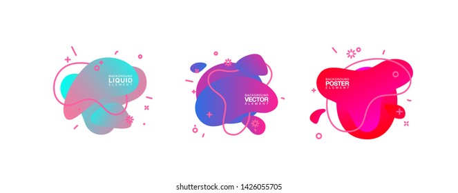 geometric colorful abstract shapes set badges background for banner web, app, poster. Trendy minimal modern design isolated white background. Abstract geometric shapes, lines patterns composition set.