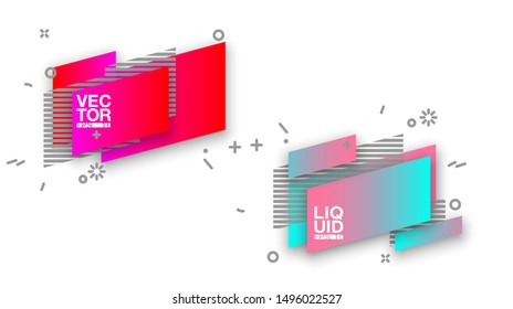 geometric colorful abstract shapes set badges background for banner web, app, poster. Trendy minimal modern design isolated white background. Abstract geometric shapes, lines patterns composition set.