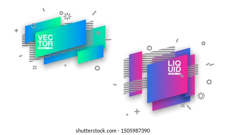 geometric colorful abstract shapes set badges background for banner web, app, poster. Trendy minimal modern design isolated white background. Abstract geometric shapes, lines patterns composition set.