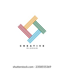 Geometric colorful and abstract square frame logo design for your brand or business