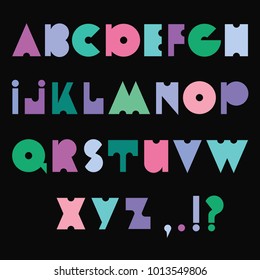 geometric colorful alphabet font