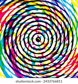 Geometric colorful background. Abstract overlapping shapes in a circle shape. Vintage texture.