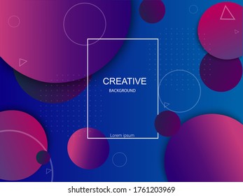 Geometric colorful background
 with multi-colored round-shaped objects surrounded by a deep shadow. Vector design. Abstract bright banner with geometric elements and gradient circle fill.