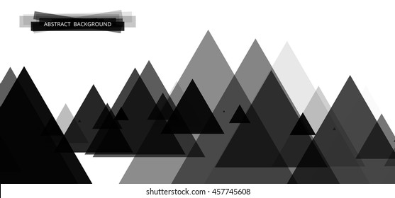 Geometric colorful bright banner made of triangles. Black monochrome header design for the website 2. Vector