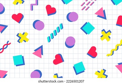 Geometric Colorful Decorative Background In 80s Style Design