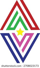 Geometric Colorful Diamond Shape Vector with Center – Abstract Symmetric Design