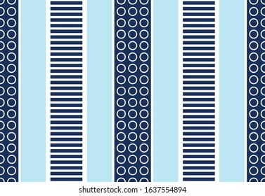 Geometric colorful dot and stripes pattern on blue background. EPS10 Illustration. 