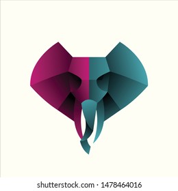 geometric colorful elephant logo logo design, icon, vector, template, white background