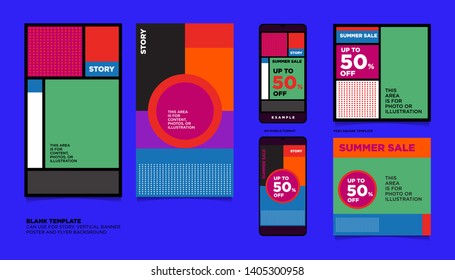 Geometric Colorful Flat Summer Sale 50% discount Background. The Template can use for, landing page, template, ui, web, homepage, poster, banner, flyer.
