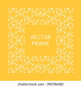 Geometric colorful Frame in trendy mono line style.Monogram,Invitation,Cover,Background.Frame design,Frame vintage.Abstract grid.Linear,art deco,vintage,hipster style.Vector illustration.Isolated 