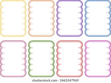 Geometric colorful frames with wavy colorful lines. Vector border line for design cards, banners, invitations