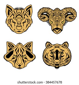 Geometric colorful front animal icons