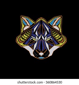 Geometric colorful front fox
