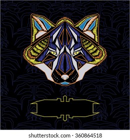 Geometric colorful front fox template