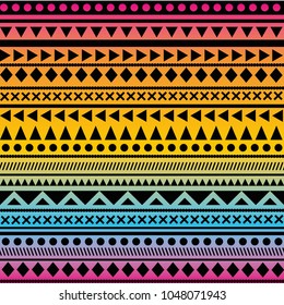 Geometric colorful gradient ethnic pattern embroidery design for background or wallpaper and clothing.