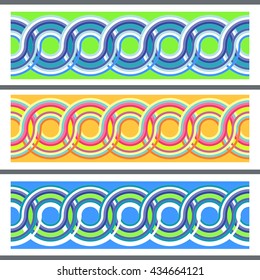 Geometric colorful greece ornament. Disco ornament. Rings. Vector illustration,