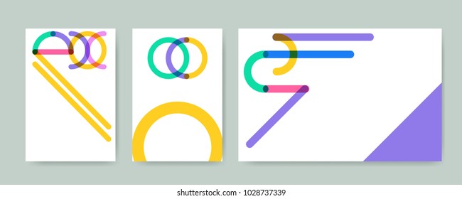 Geometric colorful lines trendy illustration background, placard, flat and 3d design elements. Retro art for covers, banners, flyers and posters.