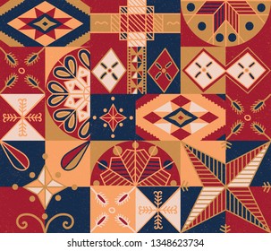 Geometric colorful pattern, seamless background, pysanki, ukrainian eastern eggs painting motifs, vector illustration