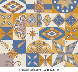 Geometric colorful pattern, seamless background, pysanki, ukrainian eastern eggs painting motifs, vector illustration