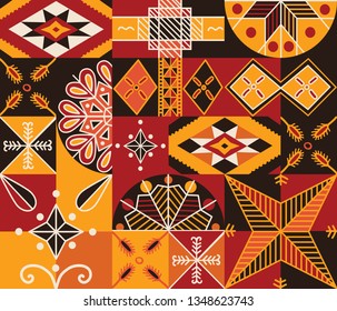 Geometric colorful pattern, seamless background, pysanki, ukrainian eastern eggs painting motifs, vector illustration