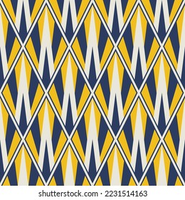 Geometric colorful pattern. Vector abstract colorful yellow-blue geometric diamond shape seamless pattern background. Use for fabric, textile, home interior decoration elements, upholstery, wrapping.