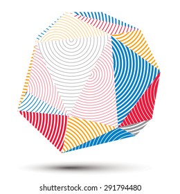 Geometric colorful polygonal striped structure, modern science and technology vector element. Architectural modeling.