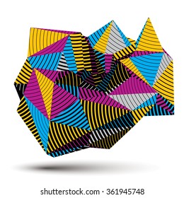 Geometric colorful polygonal striped vector structure, modern science and technology element. Architectural modeling.