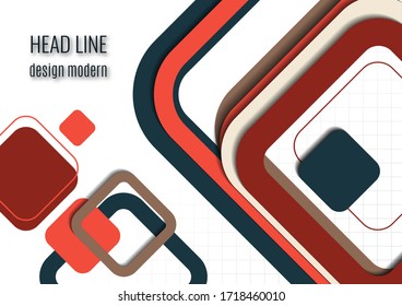 Cuadros redondeados geométricos y coloridos. Fondo abstracto moderno para el diseño corporativo. Ilustración del vector