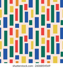 Geometric Colorful seamless pattern. Rectangular bars arranged