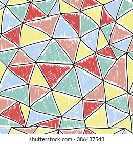 Geometric colorful seamless pattern with triangles. Abstract background