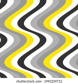 Geometric colorful seamless pattern with waves. Abstract vector ripple ocean. Distorted artistic illustration for fabric design, wallpaper, decorative paper, web design, background, backdrop.