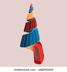 Geometric colorful shape of shell in futuristic style. Concept vector illustration