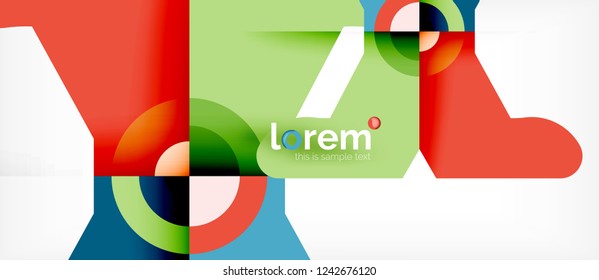 Geometric colorful shapes composition abstract background. Minimal dynamic design. Trendy abstract layout template for business or technology presentation or web brochure cover, wallpaper. Vector