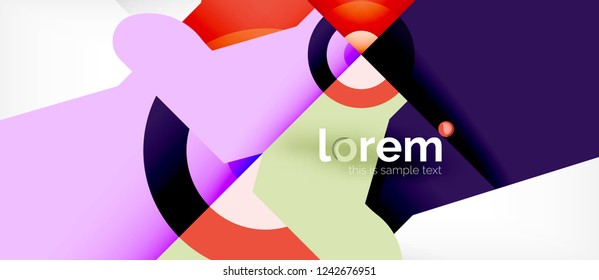Geometric colorful shapes composition abstract background. Minimal dynamic design. Trendy abstract layout template for business or technology presentation or web brochure cover, wallpaper. Vector
