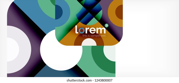 Geometric colorful shapes composition abstract background. Minimal dynamic design. Trendy abstract layout template for business or technology presentation or web brochure cover, wallpaper. Vector