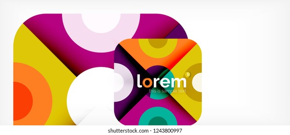 Geometrische, bunte Formen bilden abstrakten Hintergrund. Minimales dynamisches Design. Trendy abstrakte Layout-Vorlage für Geschäfts- oder Technologiepräsentation oder Web-Broschüre Titelbild, Bildschirmhintergrund. Vektorgrafik