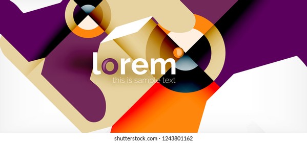 Geometrische, bunte Formen bilden abstrakten Hintergrund. Minimales dynamisches Design. Trendy abstrakte Layout-Vorlage für Geschäfts- oder Technologiepräsentation oder Web-Broschüre Titelbild, Bildschirmhintergrund. Vektorgrafik