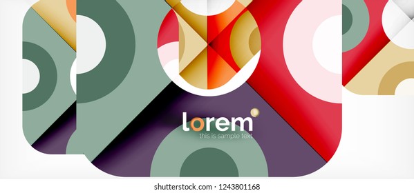 Geometric colorful shapes composition abstract background. Minimal dynamic design. Trendy abstract layout template for business or technology presentation or web brochure cover, wallpaper. Vector