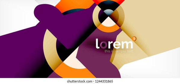 Geometric colorful shapes composition abstract background. Minimal dynamic design. Trendy abstract layout template for business or technology presentation or web brochure cover, wallpaper. Vector