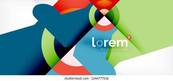 Geometric colorful shapes composition abstract background. Minimal dynamic design. Trendy abstract layout template for business or technology presentation or web brochure cover, wallpaper. Vector