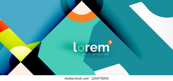 Geometric colorful shapes composition abstract background. Minimal dynamic design. Trendy abstract layout template for business or technology presentation or web brochure cover, wallpaper. Vector