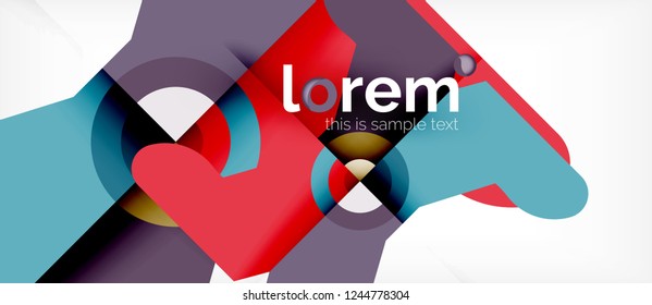 Geometric colorful shapes composition abstract background. Minimal dynamic design. Trendy abstract layout template for business or technology presentation or web brochure cover, wallpaper. Vector