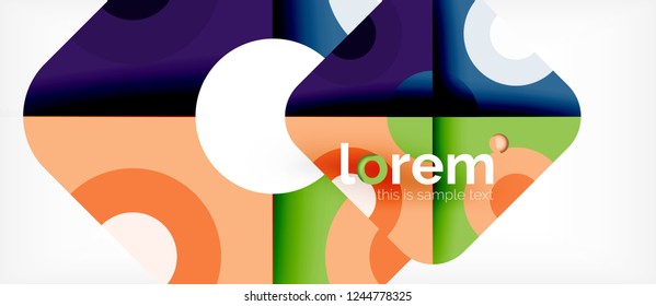 Geometric colorful shapes composition abstract background. Minimal dynamic design. Trendy abstract layout template for business or technology presentation or web brochure cover, wallpaper. Vector