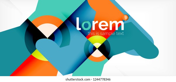 Geometric colorful shapes composition abstract background. Minimal dynamic design. Trendy abstract layout template for business or technology presentation or web brochure cover, wallpaper. Vector