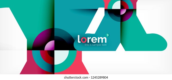 Geometric colorful shapes composition abstract background. Minimal dynamic design. Trendy abstract layout template for business or technology presentation or web brochure cover, wallpaper. Vector