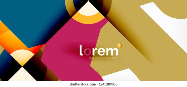 Geometric colorful shapes composition abstract background. Minimal dynamic design. Trendy abstract layout template for business or technology presentation or web brochure cover, wallpaper. Vector