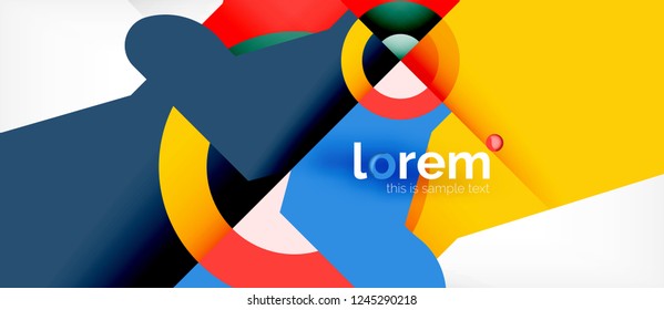 Composición de formas geométricas coloridas composición fondo abstracto. Diseño dinámico mínimo. Plantilla de diseño abstracto de moda para presentación de negocios o tecnología o portada de folletos web, fondo de pantalla. Vector